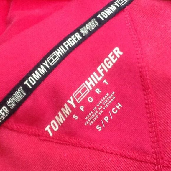 MAGENTA Tommy Hilfiger Sport Athleisure Velour Zip Up Jacket Contrast Logo Tape - Picture 2 of 6
